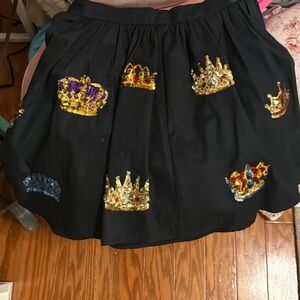 Queen of Sparkles crown embellished mini skirt with built in shorts size XS